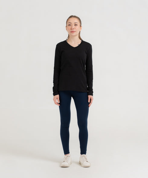 Women's Basic Long Sleeve V-Neck Tee